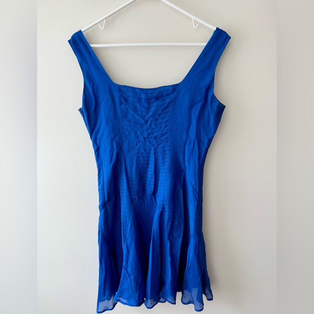 Twenty8Twelve Blue Fit and Flare Silk Mini Cocktail Dress Size 14 - Picture 6 of 6